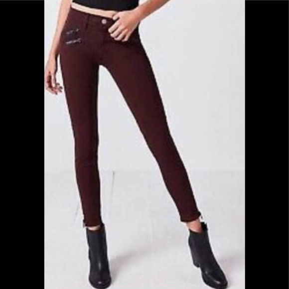 BDG Denim - BDG Burgundy Moto Skinny Jeans Size 27